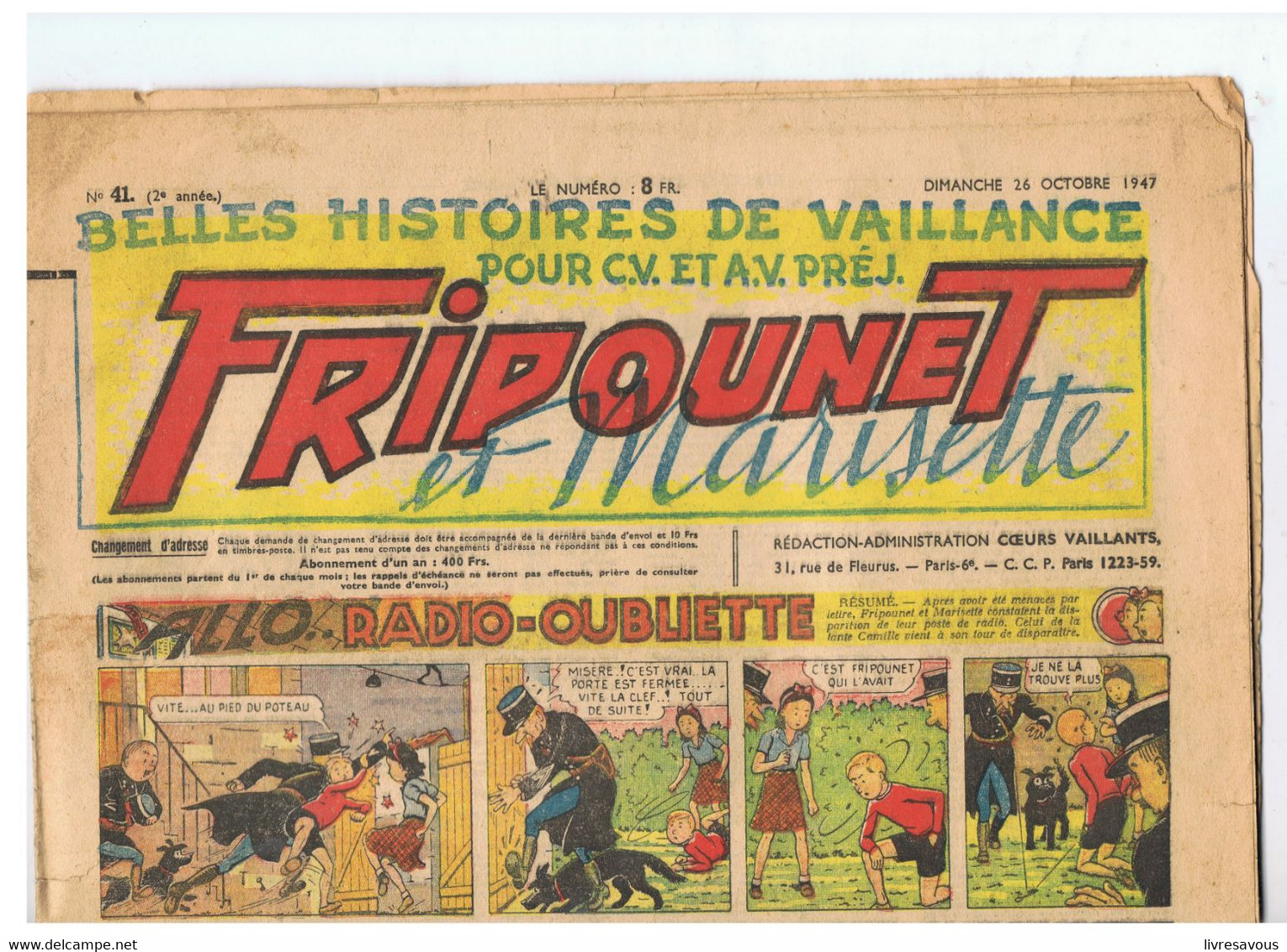 Fripounet Et Marisette Allo.., Radio-oubliette N°41 Du 26/10/1947 2 ème Année - Fripounet