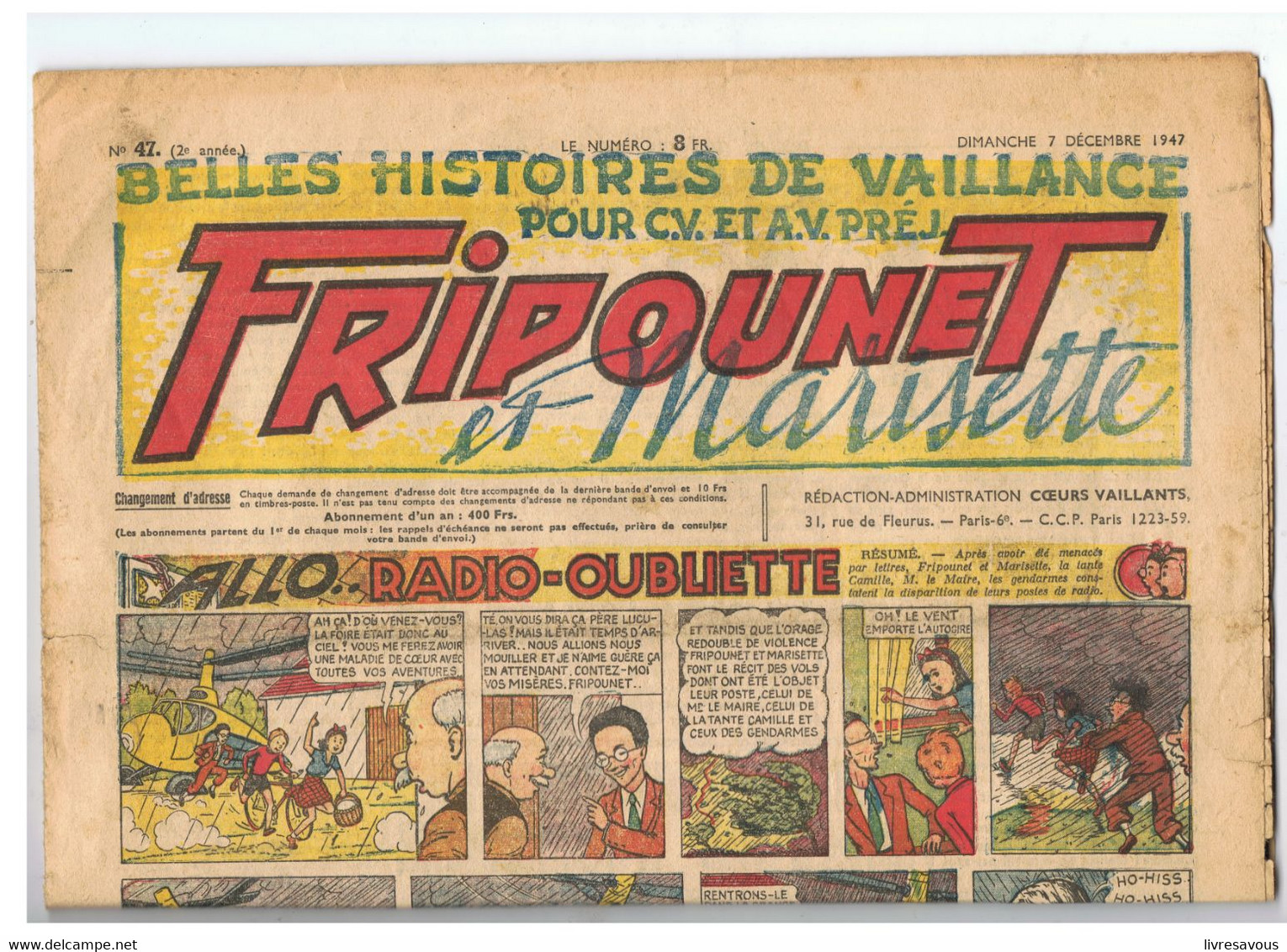 Fripounet Et Marisette Allo.., Radio-oubliette N°47 Du 27/12/1947 2 ème Année - Fripounet