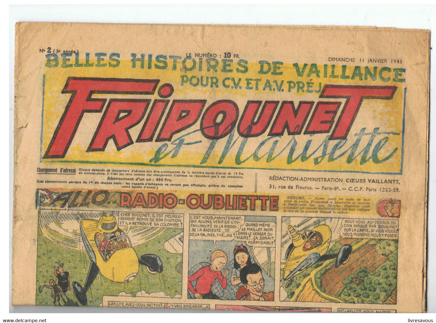 Fripounet Et Marisette Allo.., Radio-oubliette N°2 Du 11/01/1948 3 ème Année - Fripounet