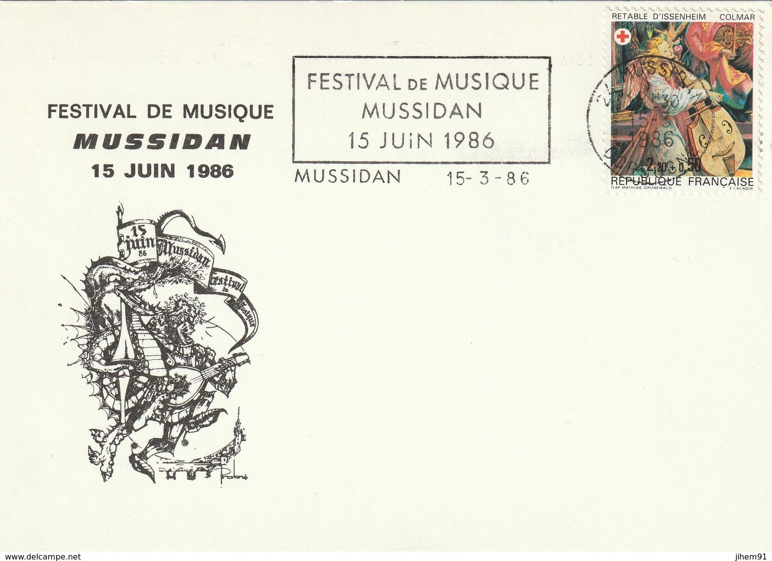 Carte Postale De "Mussidan - 24, Dordogne" Du 15-03-1986, "Festival De Musique 15 Juin 1986" (YT 2392) - Maschinenstempel (Sonstige)