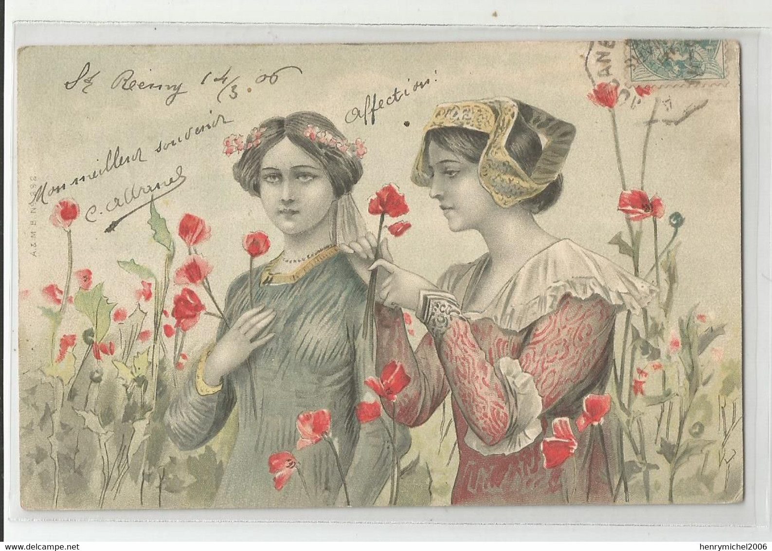73 Savoie Chambéry Couple Femme Coiffe Illustré Pour Aix Les Bains 1906 - Chambery