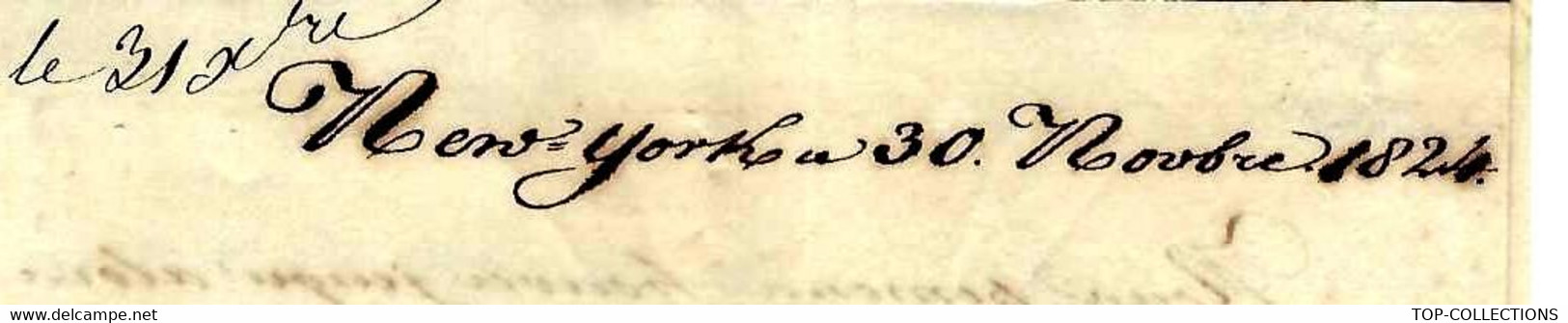 1824 Lettre De New York COMMERCE NEGOCE INTERNATIONAL COTON Pour Vve Lecoulteux à Rouen  V.HISTORIQUE - Etats-Unis