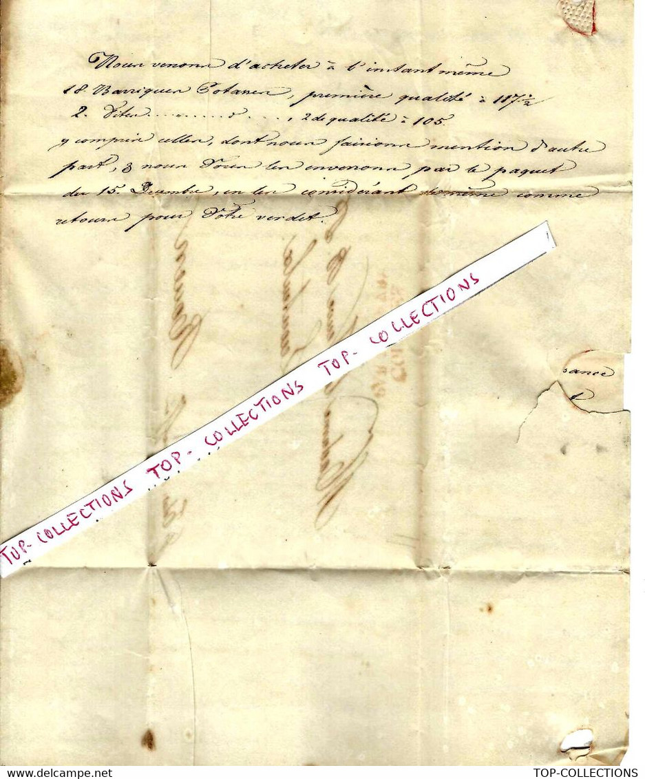 1824 Lettre De New York COMMERCE NEGOCE INTERNATIONAL COTON Pour Vve Lecoulteux à Rouen  V.HISTORIQUE - Etats-Unis