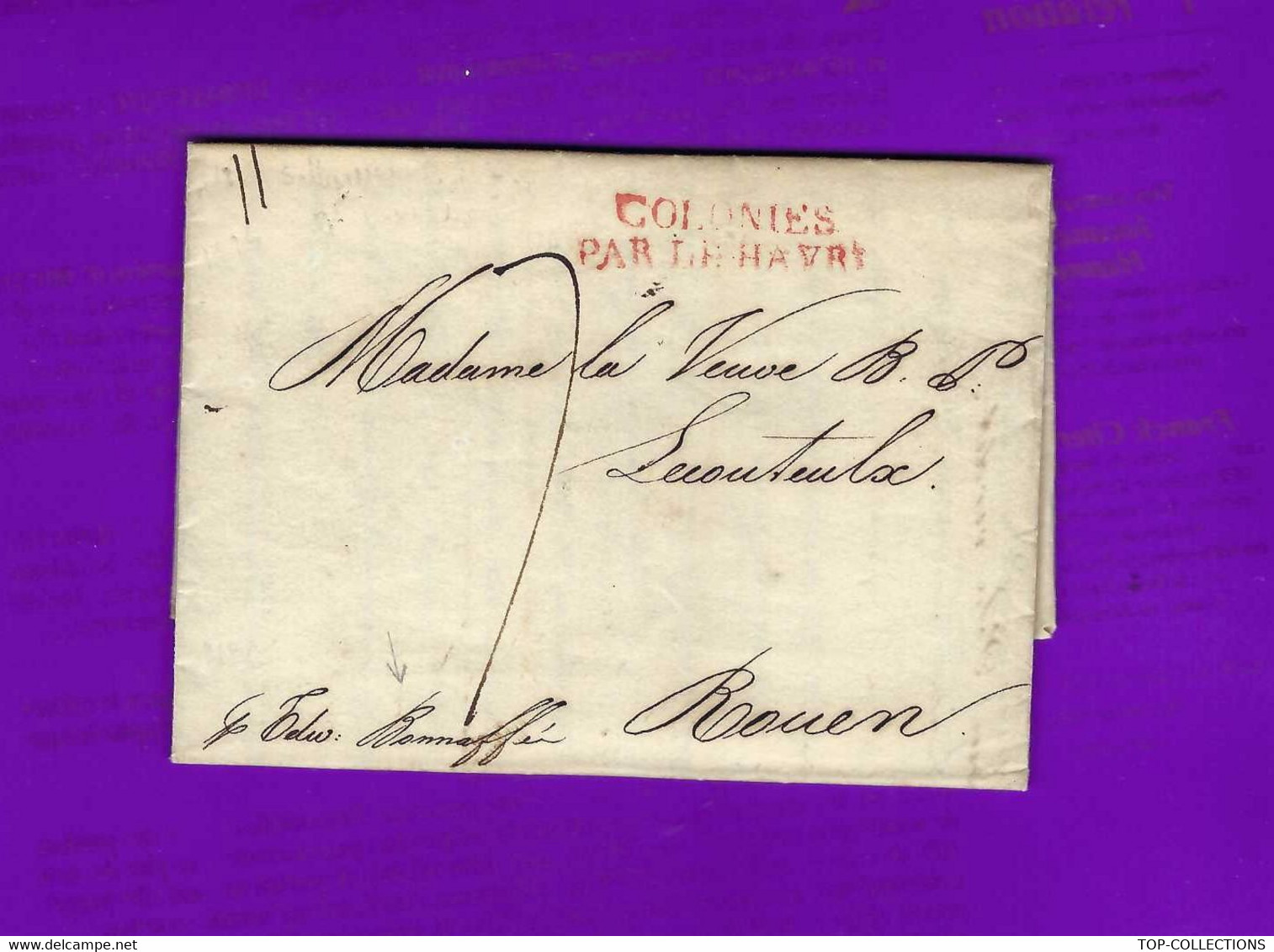 1824 lettre de New York COMMERCE NEGOCE INTERNATIONAL COTON pour Vve Lecoulteux à Rouen  V.HISTORIQUE