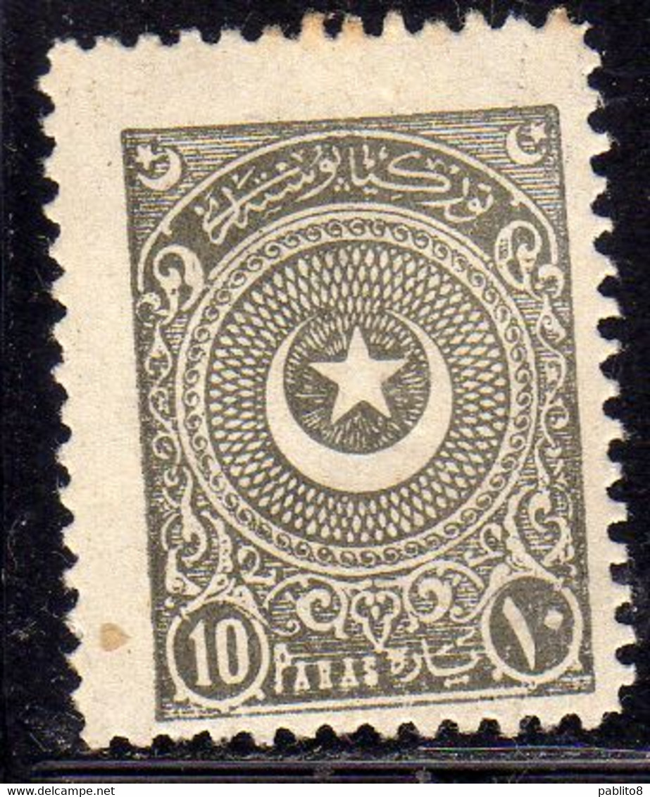 TURCHIA TURKÍA TURKEY 1923 1925 ISSUED OF REPUBLIC CRESCENT AND STAR 10pa MH - Neufs