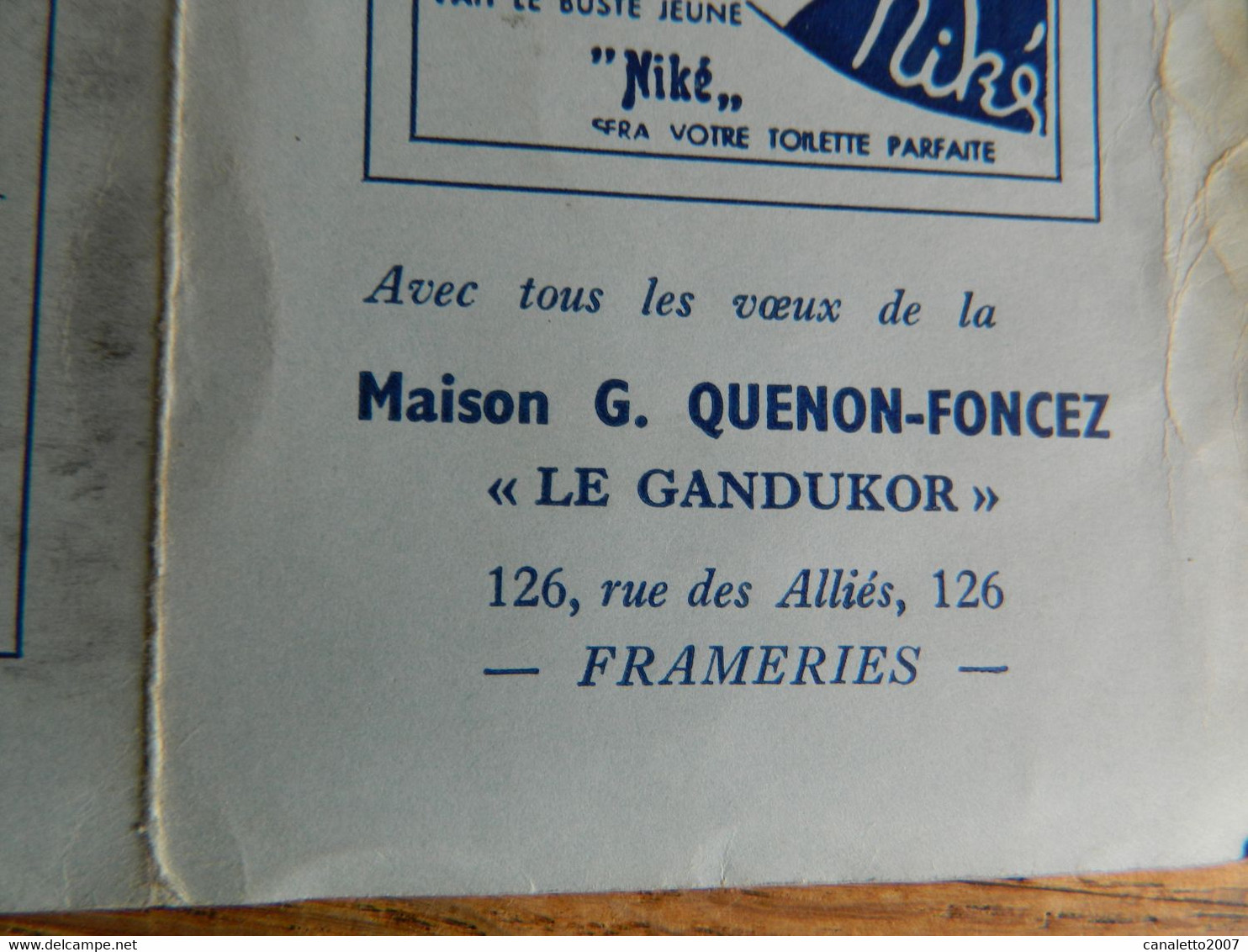 FRAMERIES:CALENDRIER DE 1950 DE LA MAISON G.QUENON-FONCEZ "LE GANDUKOR" 126 RUE DES ALLIES FRAMERIES - Klein Formaat: 1941-60