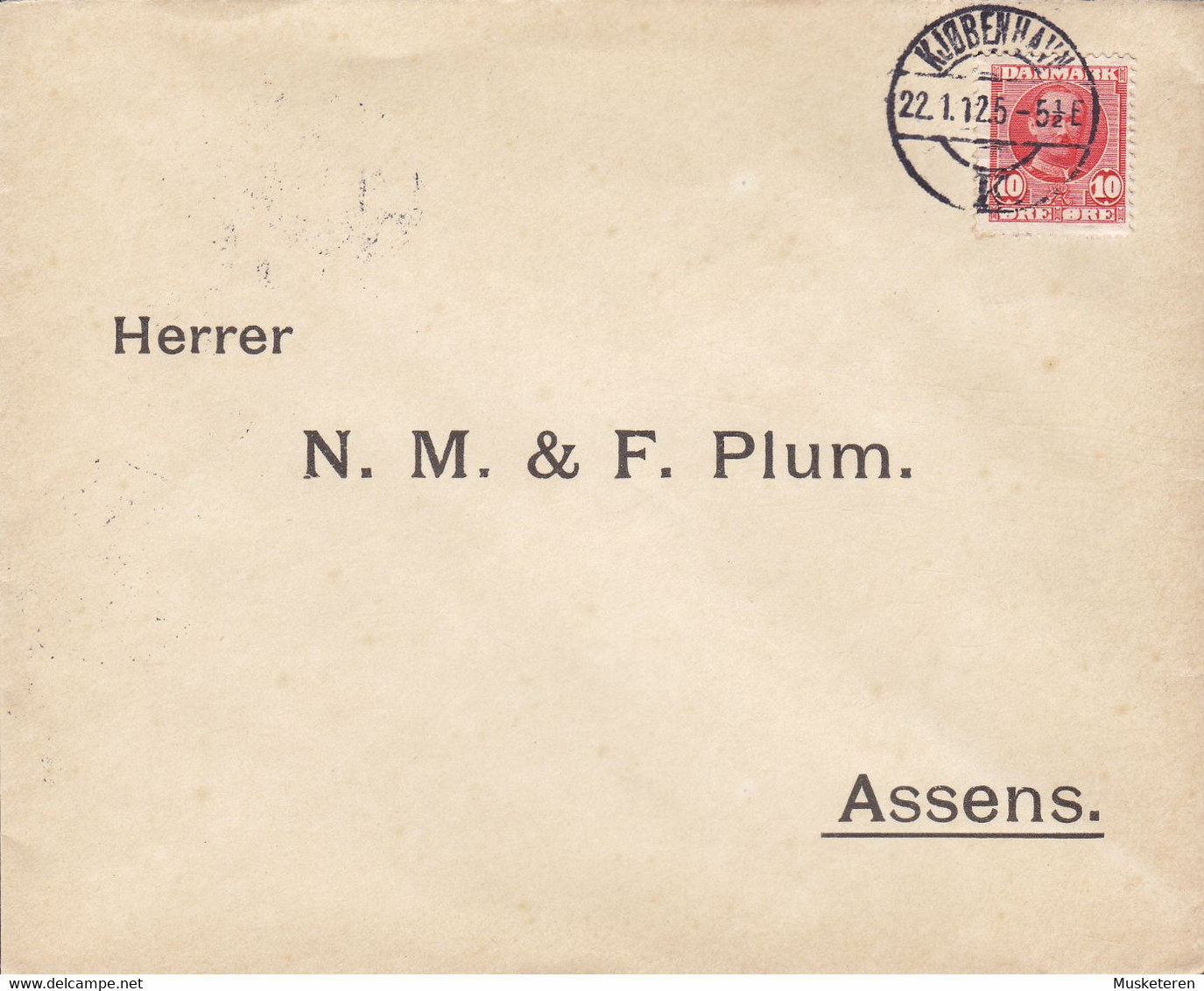 Denmark C. J. CHRISTENSEN Brotype KJØBENHAVN K. 1912 Cover Brief Brotype ASSENS (Arr.) 10 Øre Frederik VIII. - Covers & Documents