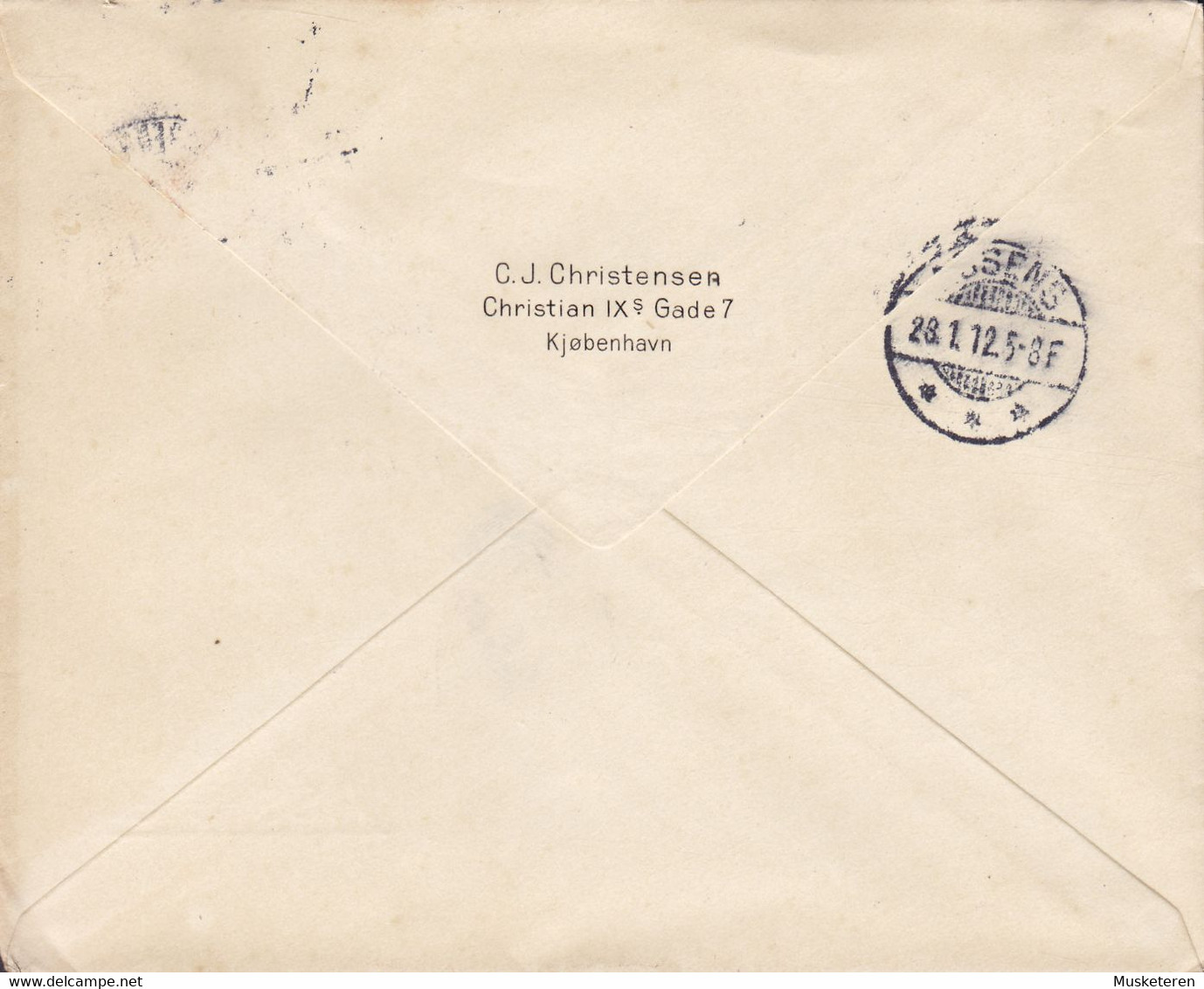 Denmark C. J. CHRISTENSEN Brotype KJØBENHAVN K. 1912 Cover Brief Brotype ASSENS (Arr.) 10 Øre Frederik VIII. - Lettres & Documents