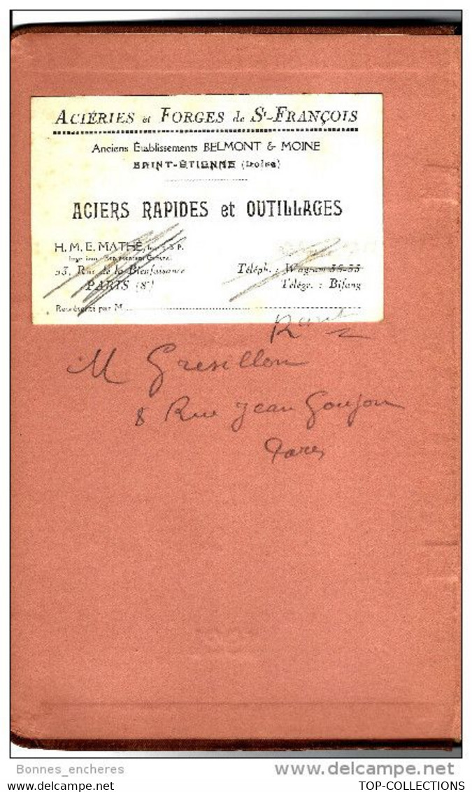 SUPERBE CATALOGUE 1921 ACIERIES ET FORGES DE ST FRANCOIS METALLURGIE TRAVAIL SUR METAUX ST ETIENNE V.SCANS+ DESCRIPT. - Máquinas