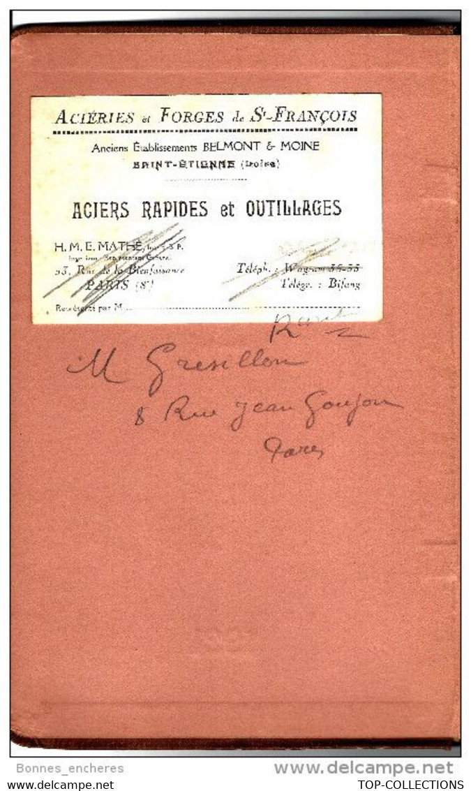 SUPERBE CATALOGUE 1921 ACIERIES ET FORGES DE ST FRANCOIS METALLURGIE TRAVAIL SUR METAUX ST ETIENNE V.SCANS+ DESCRIPT. - Machines