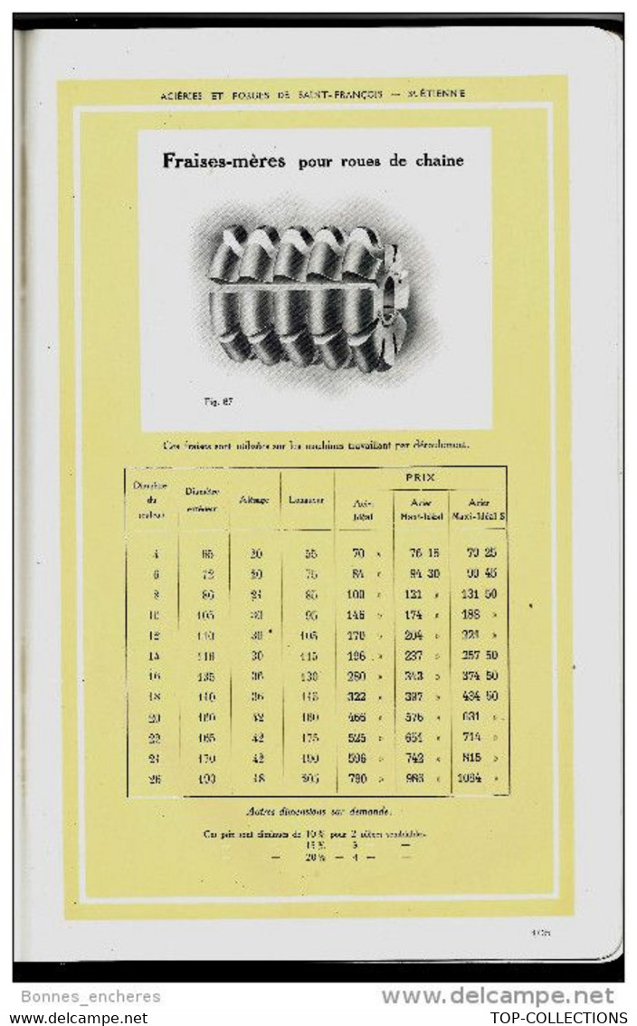 SUPERBE CATALOGUE 1921 ACIERIES ET FORGES DE ST FRANCOIS METALLURGIE TRAVAIL SUR METAUX ST ETIENNE V.SCANS+ DESCRIPT.