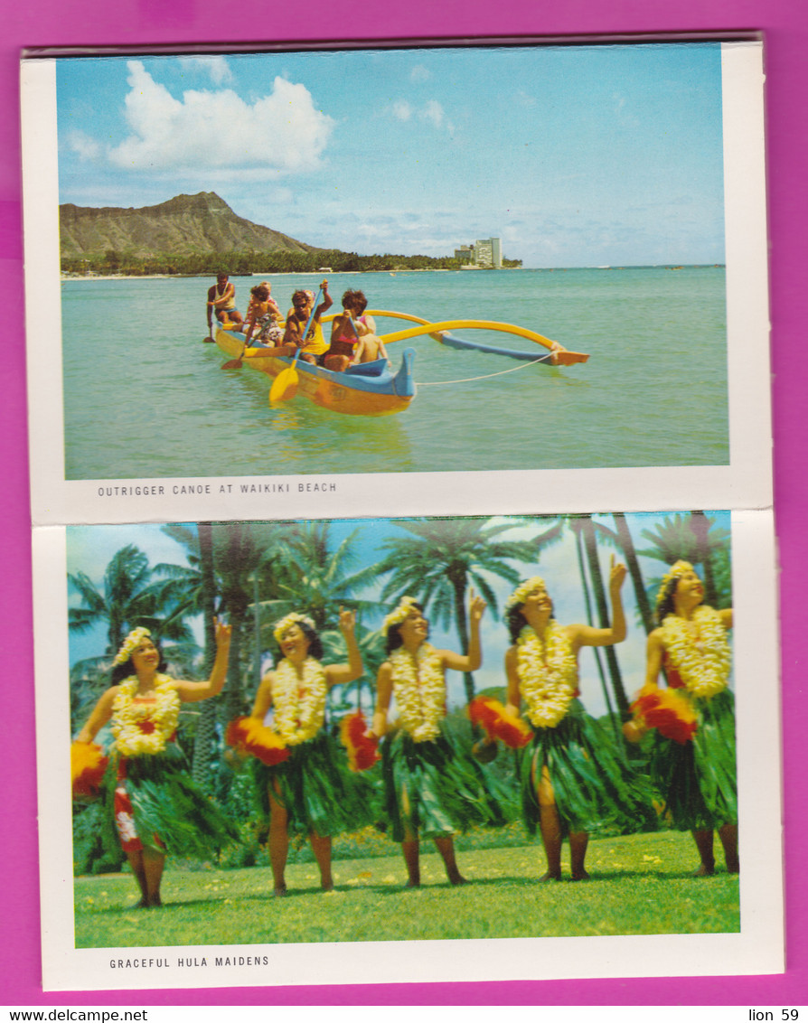 273588 / United States Postcards 12 Photos Hawaii The 50th State USA Etats-Unis 1970 Postage Due , 10+10 C. To Bulgaria - Andere & Zonder Classificatie