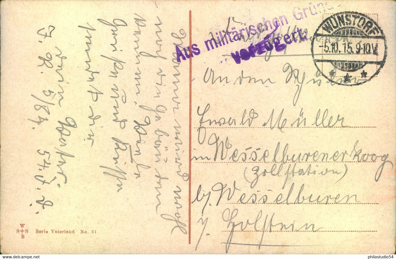 1916, Feldpostkarte Aus WUNSDORF "Aus Militärischen Gründen Verzögert2 " - Feldpost (franchise)