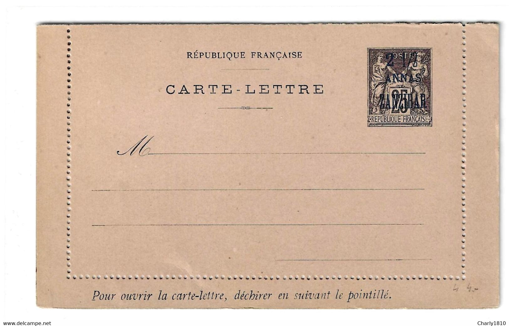 2 1/2 Anna Zansibar Kartenbrief - Lettres & Documents