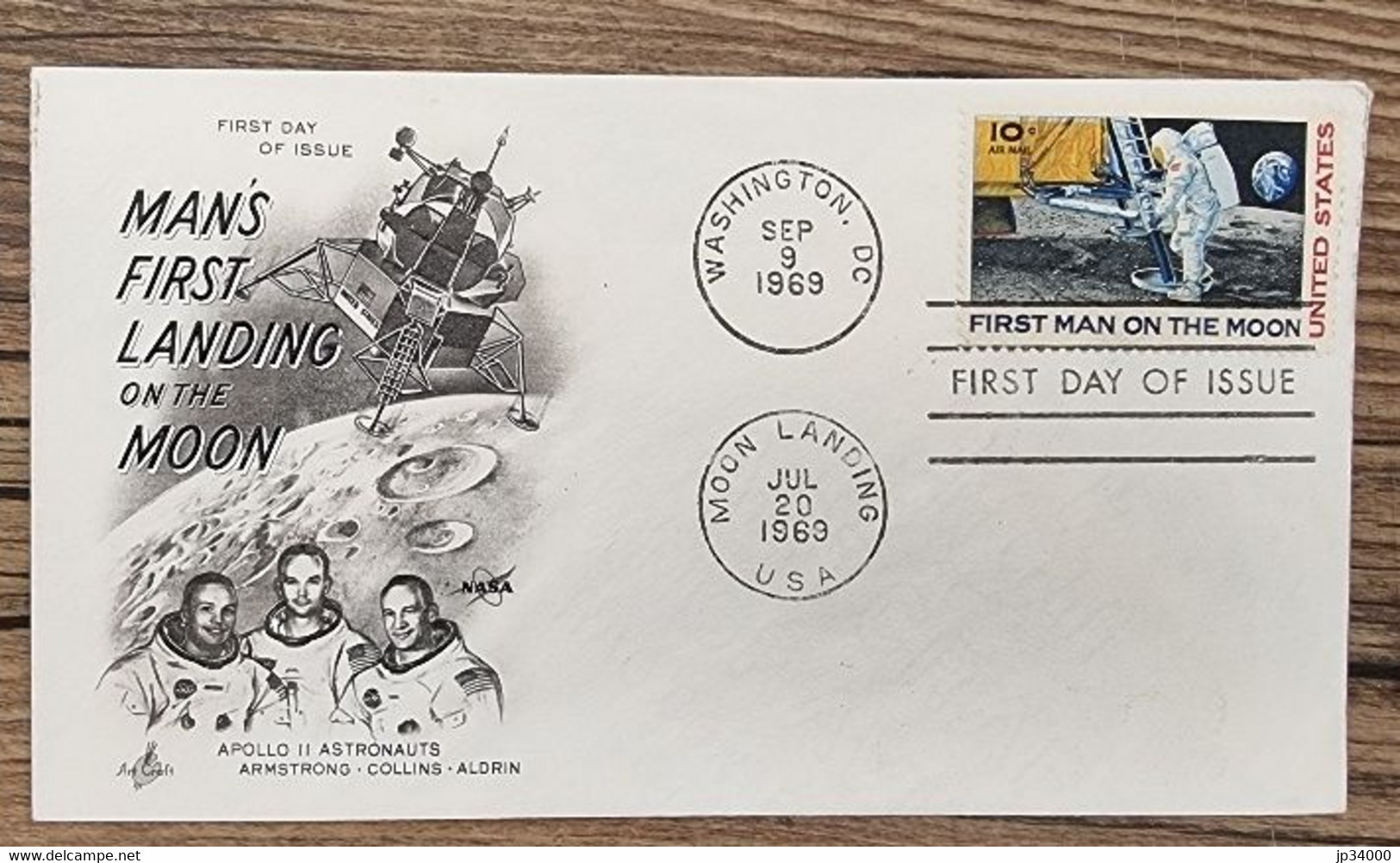 ETATS-UNIS: FIRST MAN ON THE MOON - Fdc, Enveloppe 1 Er Jour  Jul-9-1969 Armstrong Aldrin Collins Apollo - América Del Norte