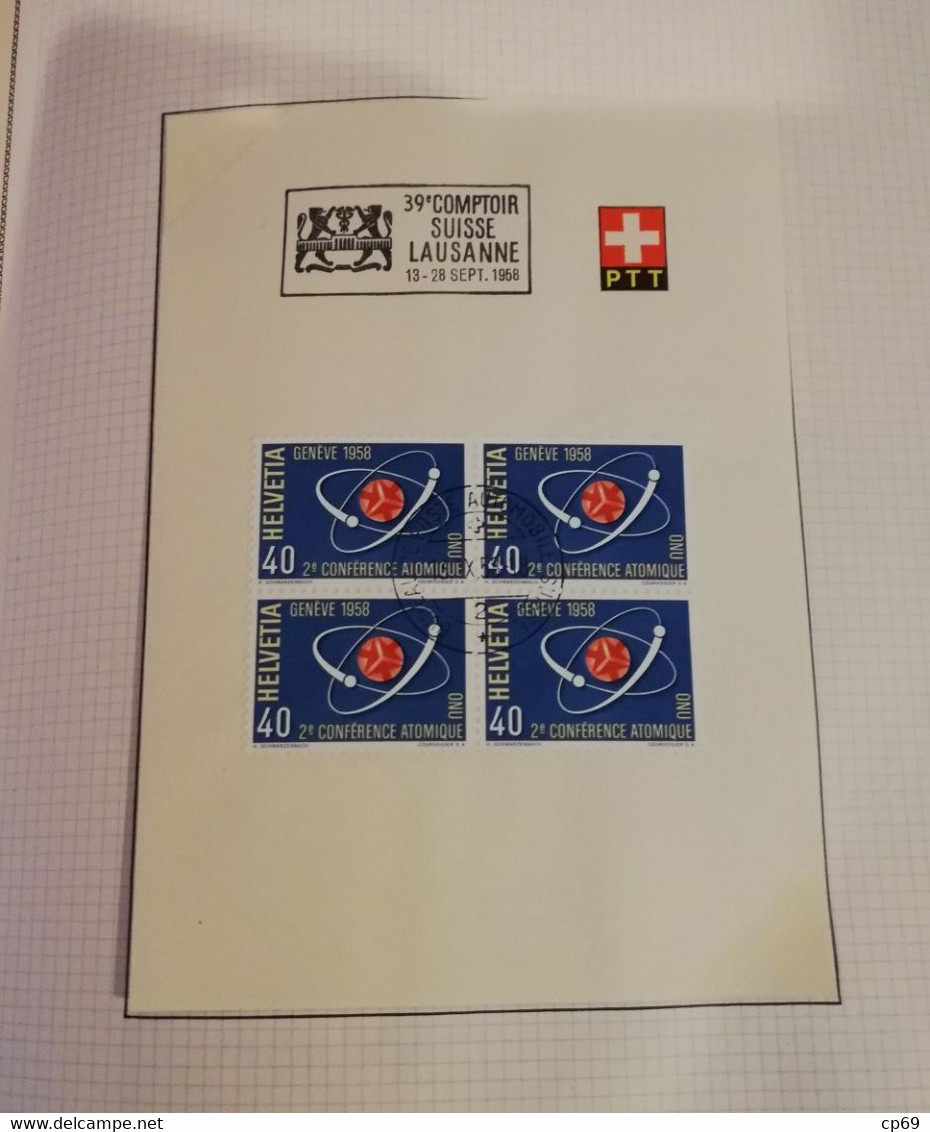 Album Timbres Suisse Documents Philatéliques Oblitérés de 1958 à 1964 Swiss Stamps Stamp Francobollo Svizzero TB.Etat