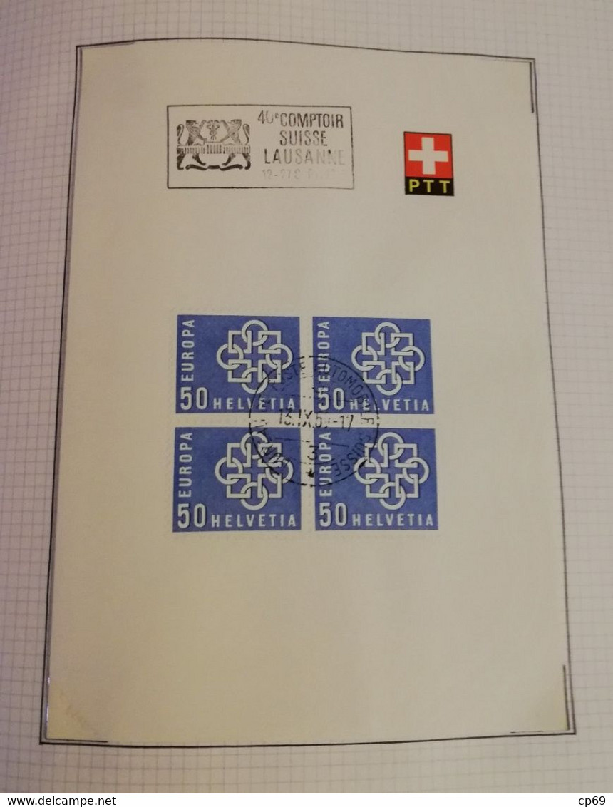 Album Timbres Suisse Documents Philatéliques Oblitérés de 1958 à 1964 Swiss Stamps Stamp Francobollo Svizzero TB.Etat