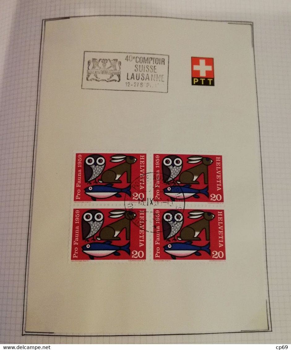 Album Timbres Suisse Documents Philatéliques Oblitérés de 1958 à 1964 Swiss Stamps Stamp Francobollo Svizzero TB.Etat