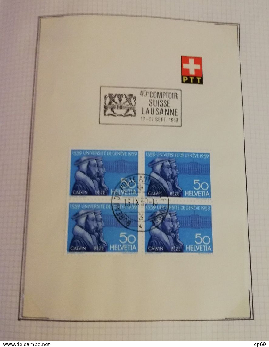 Album Timbres Suisse Documents Philatéliques Oblitérés de 1958 à 1964 Swiss Stamps Stamp Francobollo Svizzero TB.Etat