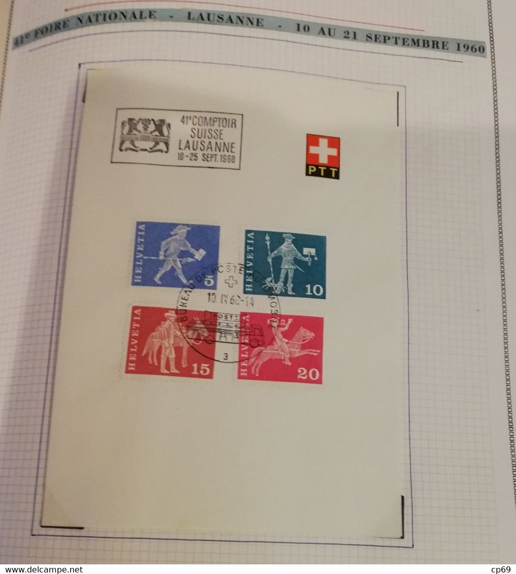 Album Timbres Suisse Documents Philatéliques Oblitérés de 1958 à 1964 Swiss Stamps Stamp Francobollo Svizzero TB.Etat