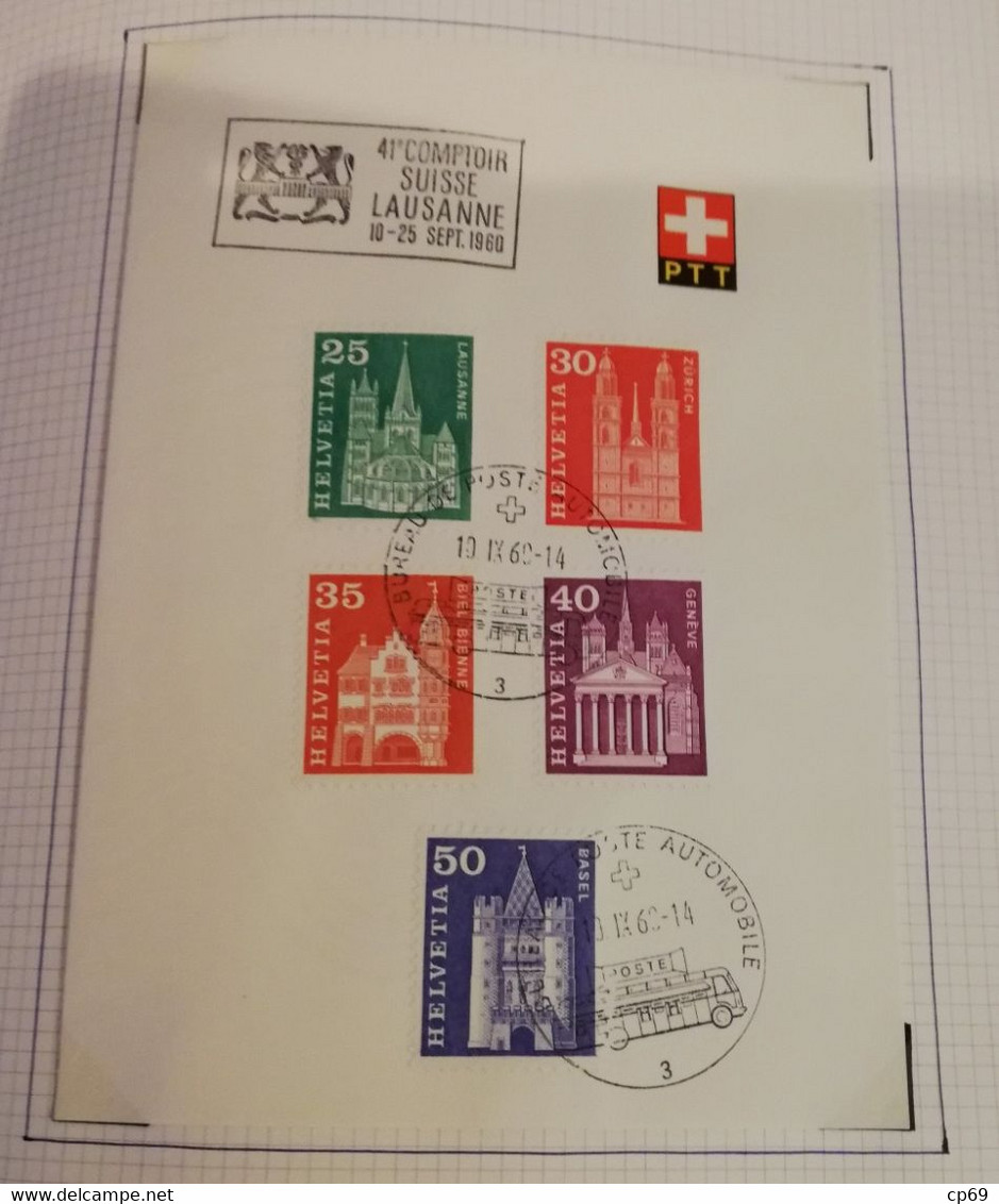 Album Timbres Suisse Documents Philatéliques Oblitérés de 1958 à 1964 Swiss Stamps Stamp Francobollo Svizzero TB.Etat