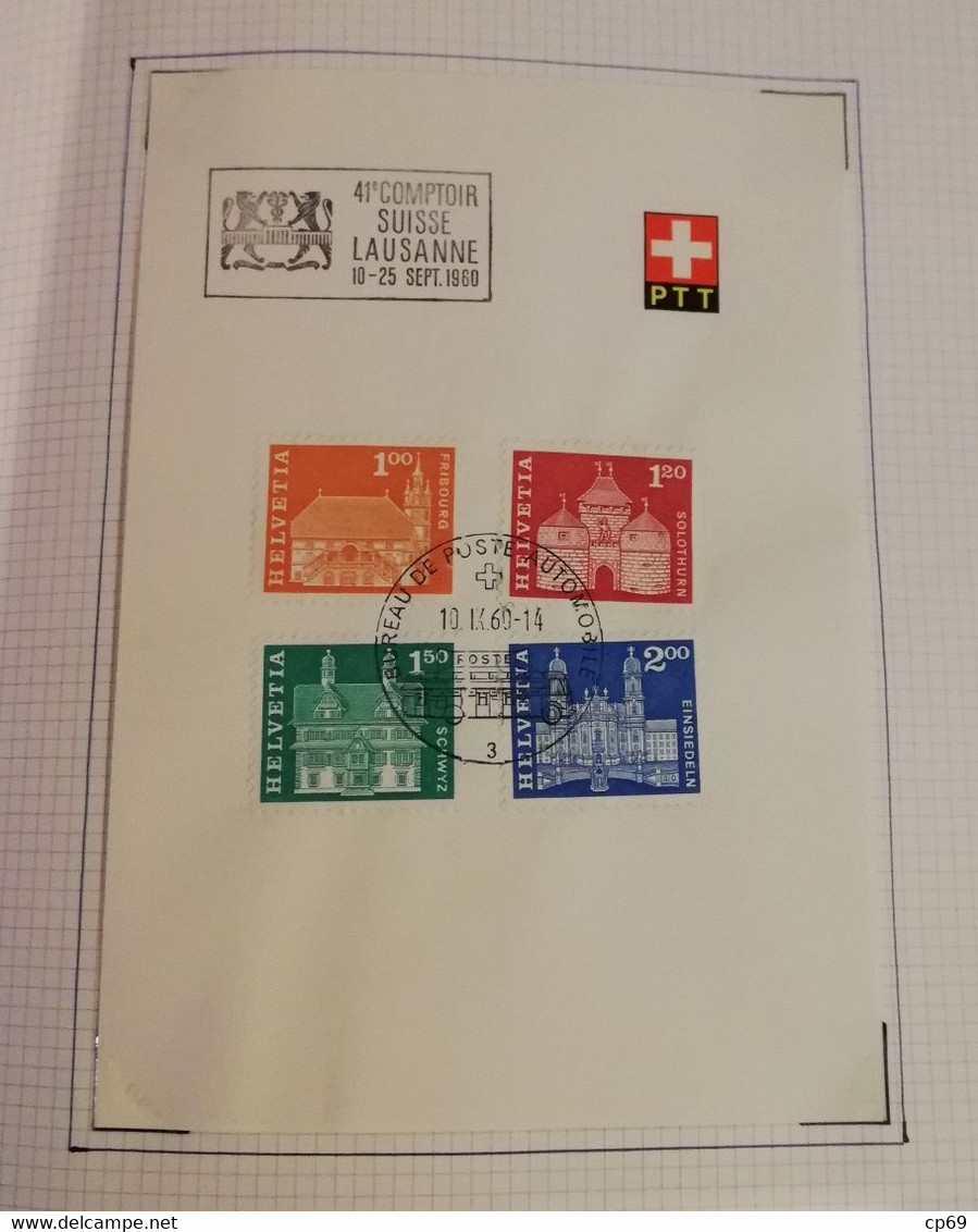 Album Timbres Suisse Documents Philatéliques Oblitérés de 1958 à 1964 Swiss Stamps Stamp Francobollo Svizzero TB.Etat