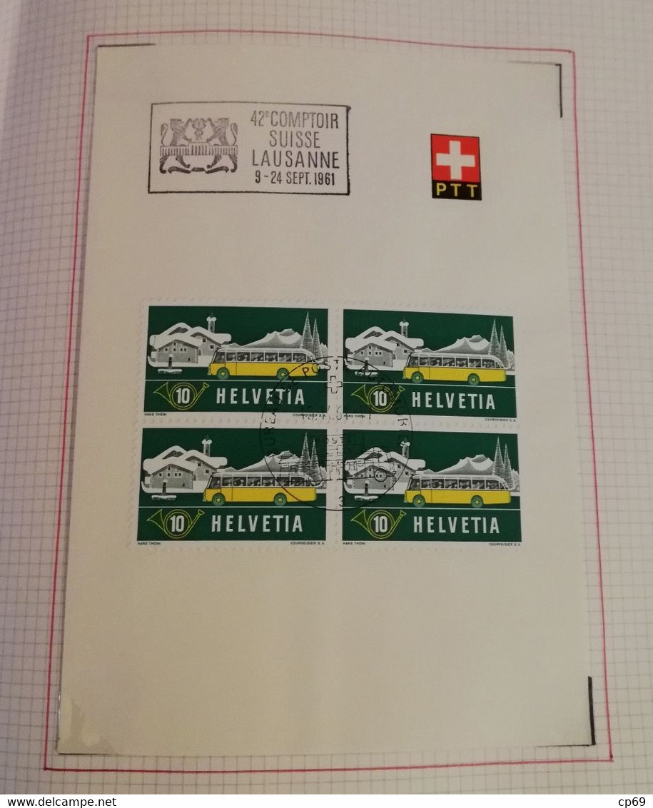Album Timbres Suisse Documents Philatéliques Oblitérés de 1958 à 1964 Swiss Stamps Stamp Francobollo Svizzero TB.Etat