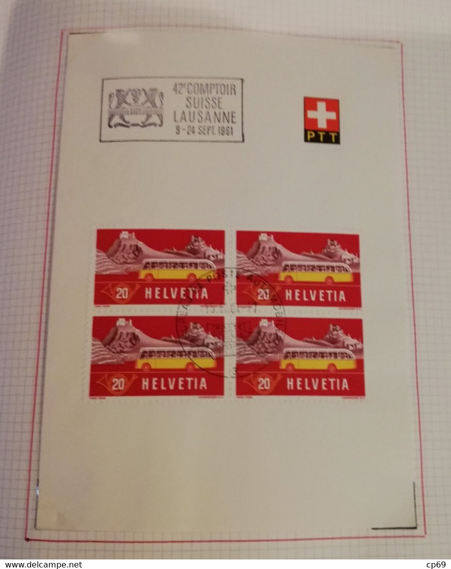 Album Timbres Suisse Documents Philatéliques Oblitérés de 1958 à 1964 Swiss Stamps Stamp Francobollo Svizzero TB.Etat