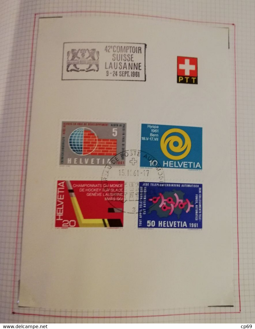 Album Timbres Suisse Documents Philatéliques Oblitérés de 1958 à 1964 Swiss Stamps Stamp Francobollo Svizzero TB.Etat