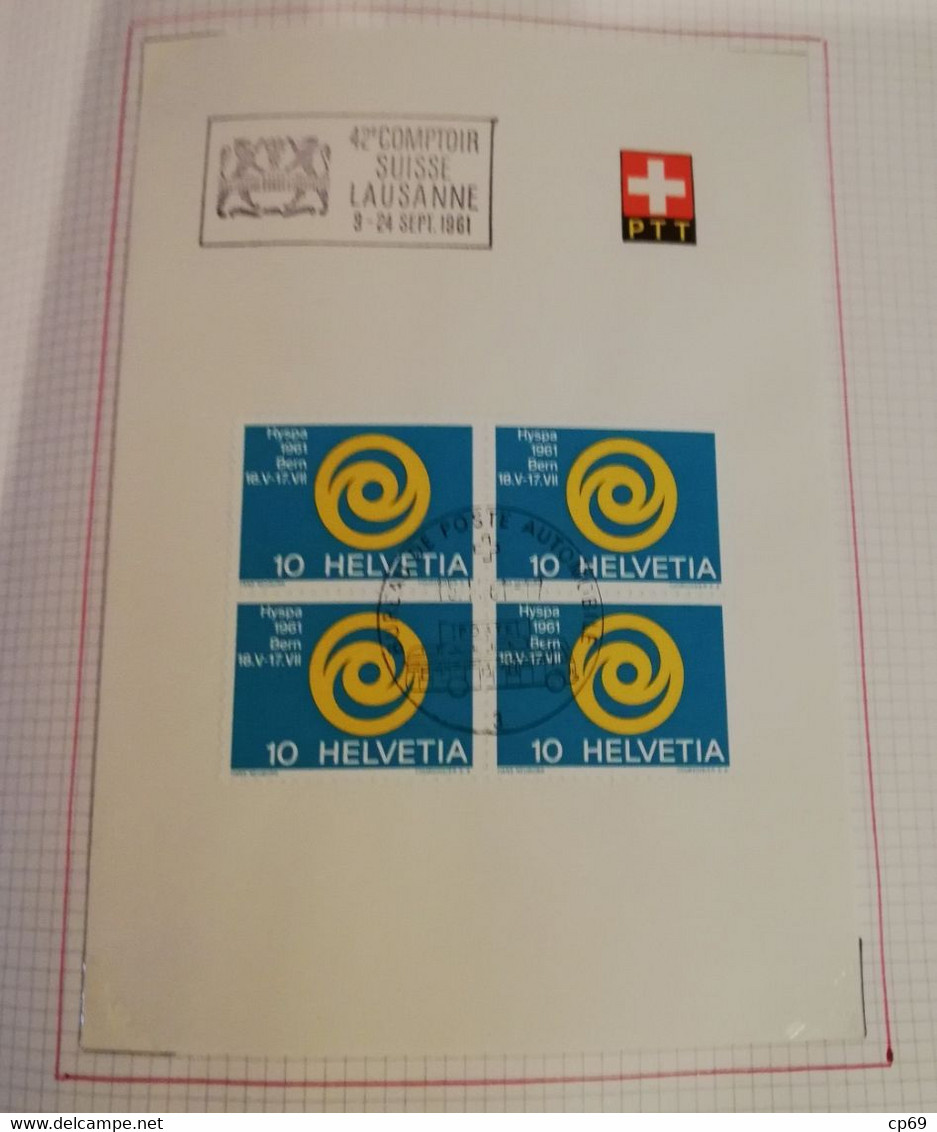 Album Timbres Suisse Documents Philatéliques Oblitérés de 1958 à 1964 Swiss Stamps Stamp Francobollo Svizzero TB.Etat