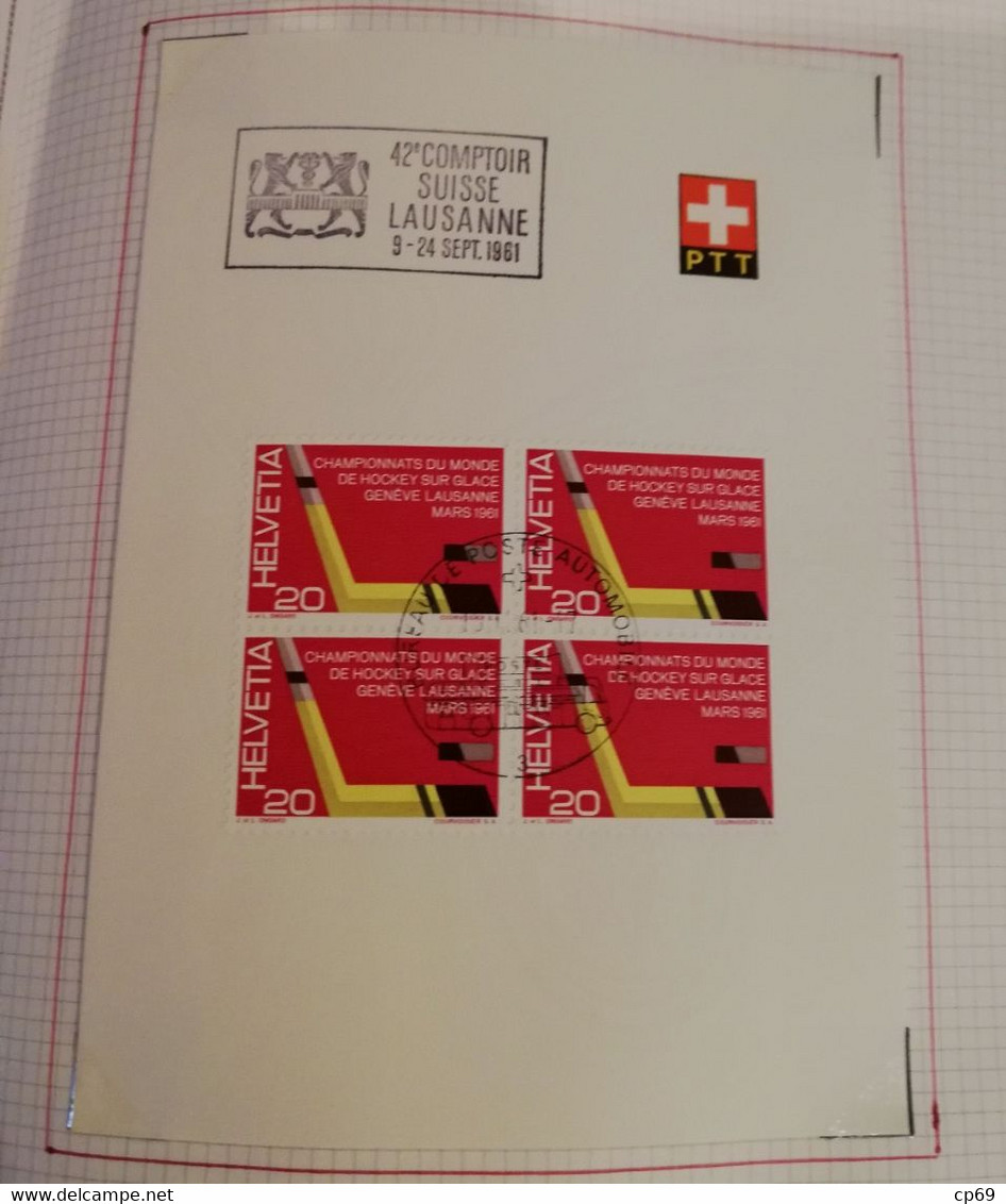 Album Timbres Suisse Documents Philatéliques Oblitérés de 1958 à 1964 Swiss Stamps Stamp Francobollo Svizzero TB.Etat