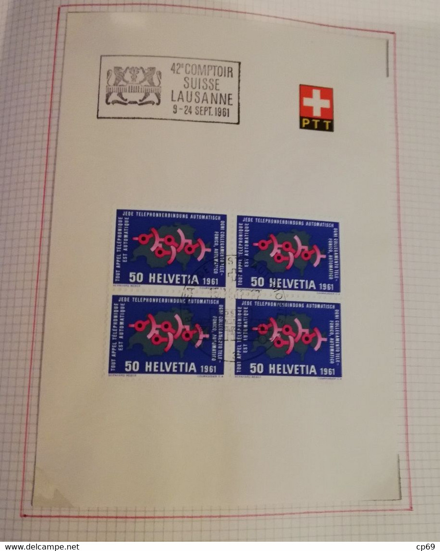 Album Timbres Suisse Documents Philatéliques Oblitérés de 1958 à 1964 Swiss Stamps Stamp Francobollo Svizzero TB.Etat