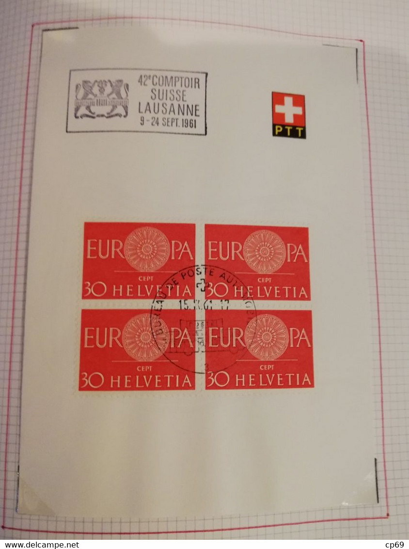 Album Timbres Suisse Documents Philatéliques Oblitérés de 1958 à 1964 Swiss Stamps Stamp Francobollo Svizzero TB.Etat