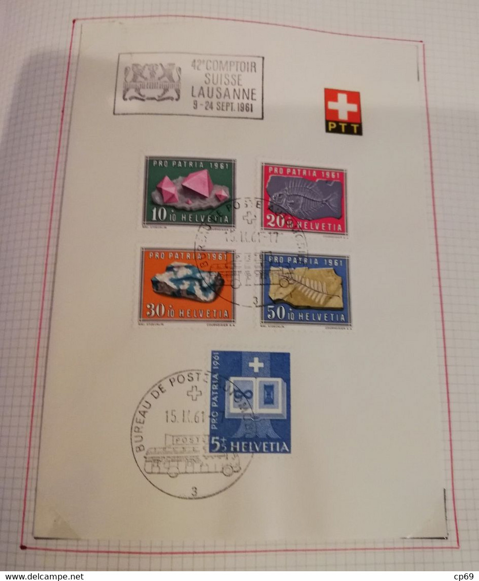 Album Timbres Suisse Documents Philatéliques Oblitérés de 1958 à 1964 Swiss Stamps Stamp Francobollo Svizzero TB.Etat