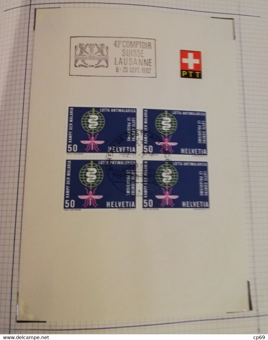 Album Timbres Suisse Documents Philatéliques Oblitérés de 1958 à 1964 Swiss Stamps Stamp Francobollo Svizzero TB.Etat