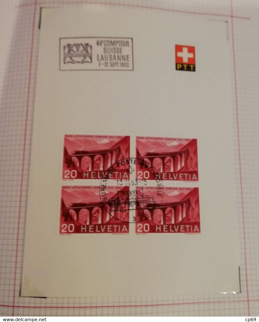 Album Timbres Suisse Documents Philatéliques Oblitérés de 1958 à 1964 Swiss Stamps Stamp Francobollo Svizzero TB.Etat