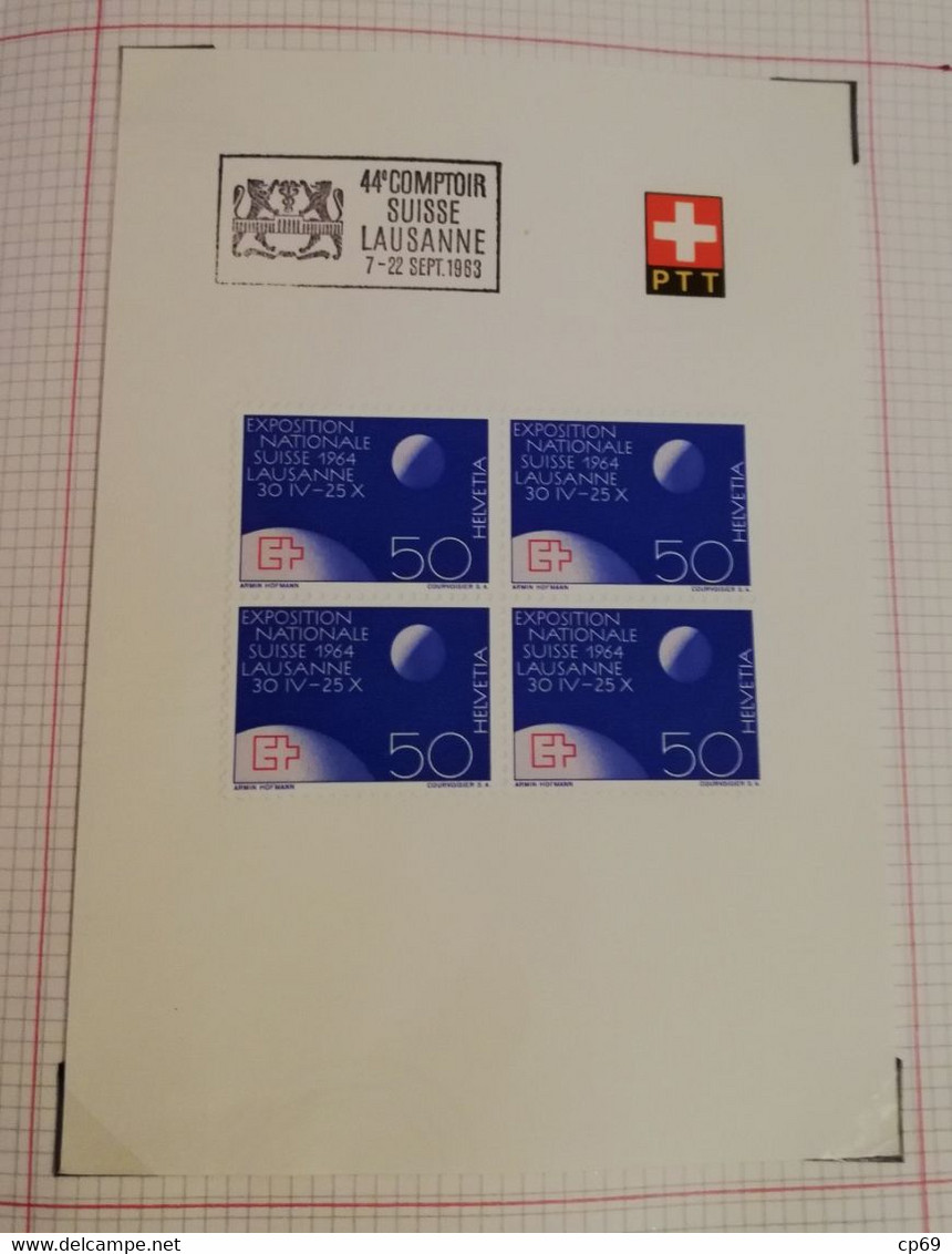 Album Timbres Suisse Documents Philatéliques Oblitérés de 1958 à 1964 Swiss Stamps Stamp Francobollo Svizzero TB.Etat