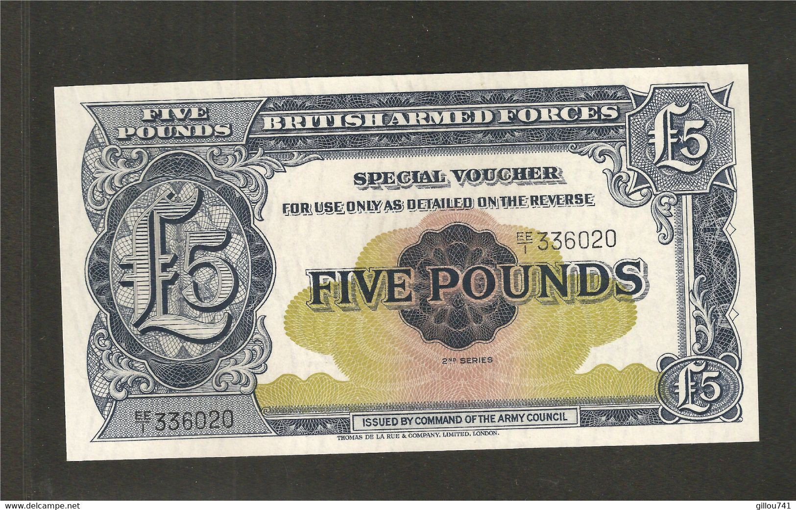 Royaume-Uni De Grande-Bretagne+Irlande Du Nord, 5 Pounds, (2nd. Series) 1948 ND Second Series - British Armed Forces - 5 Pounds