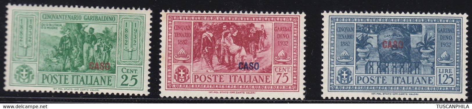 1932 3 Valori Sass. 19-22-23 MNH** MH* Cv 126 - Egée (Caso)