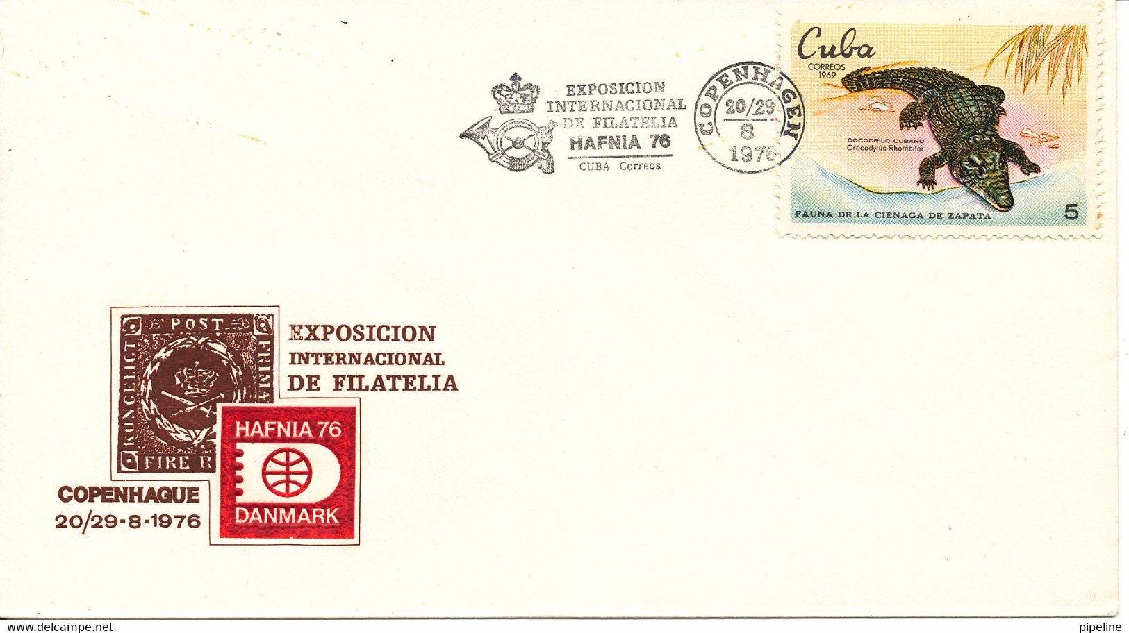 Cuba Cover Hafnia 76 In Copenhagen With Cachet 20-29/8-1976 - Covers & Documents