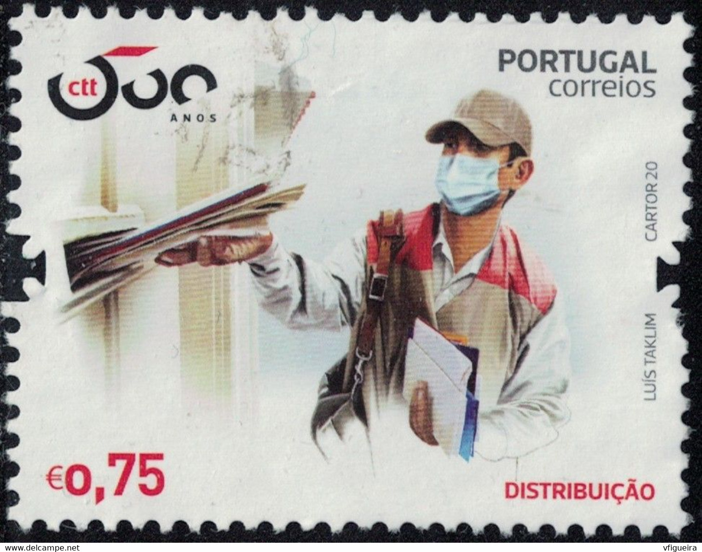 Portugal 2020 Oblitéré Used 500 Ans De La Distribution Du Courrier Distribuição Y&T PT 4658 SU - Usati