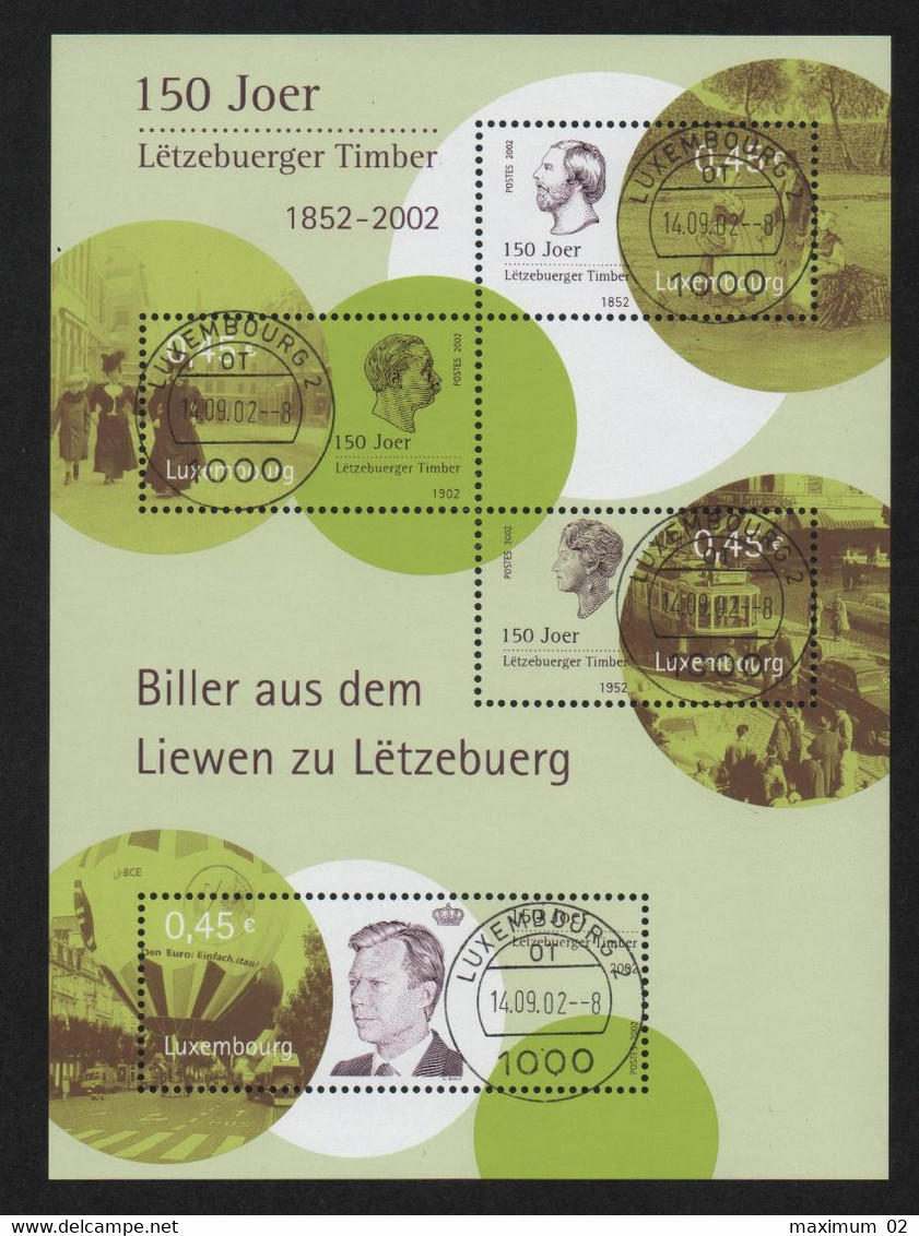 Luxemburg 2002 - Kleinbogen Mi 1581 -1584 / Block 19 - 150 Jahre Lux. Briefmarken / Gestempelt 14.9.2002 - Blocks & Sheetlets & Panes