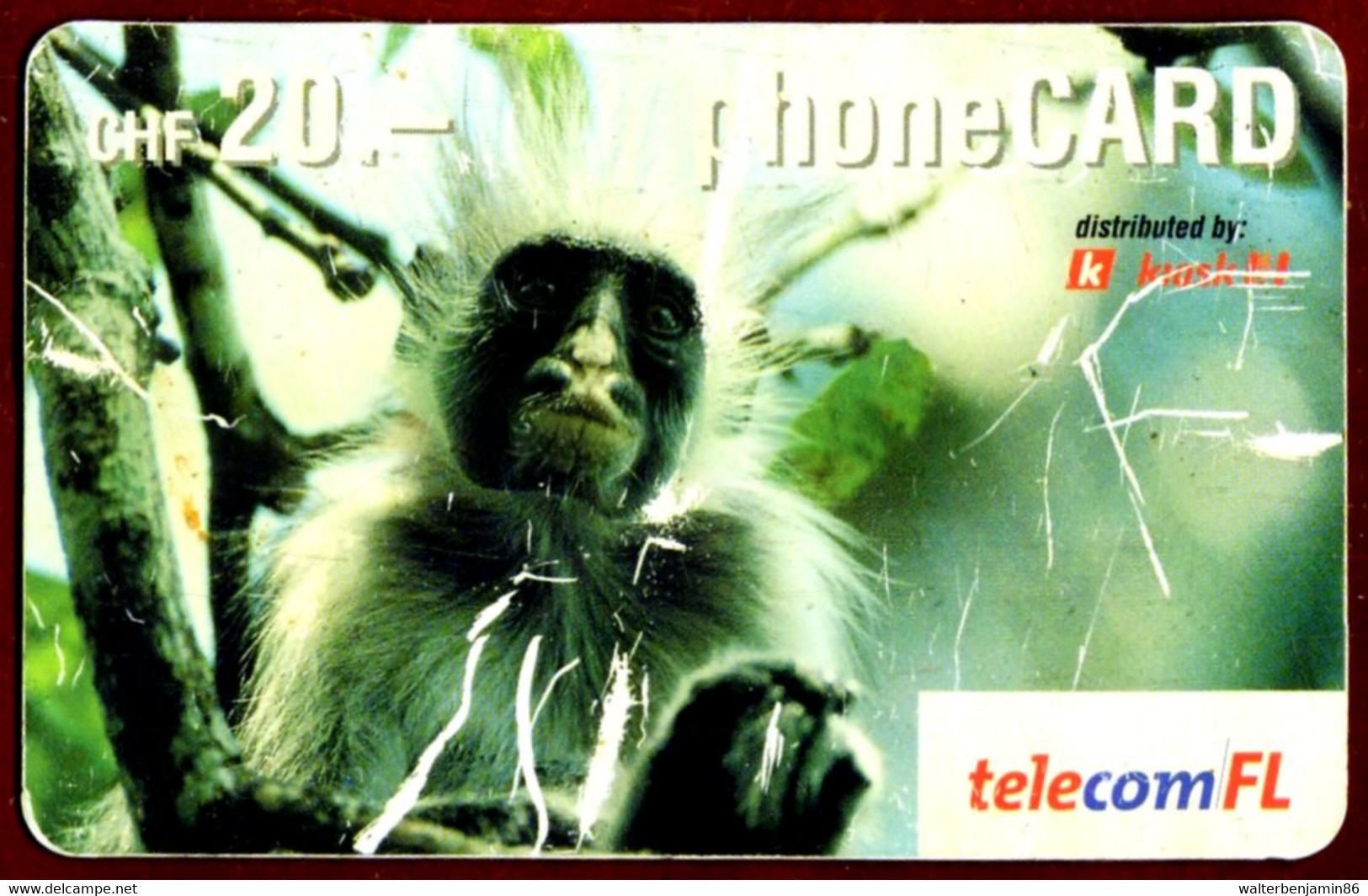 SCHEDA PHONECARD LIECHTENSTEIN TELECOM FL MONKEY 11/2004 2^A QUAL PIEGA - Liechtenstein