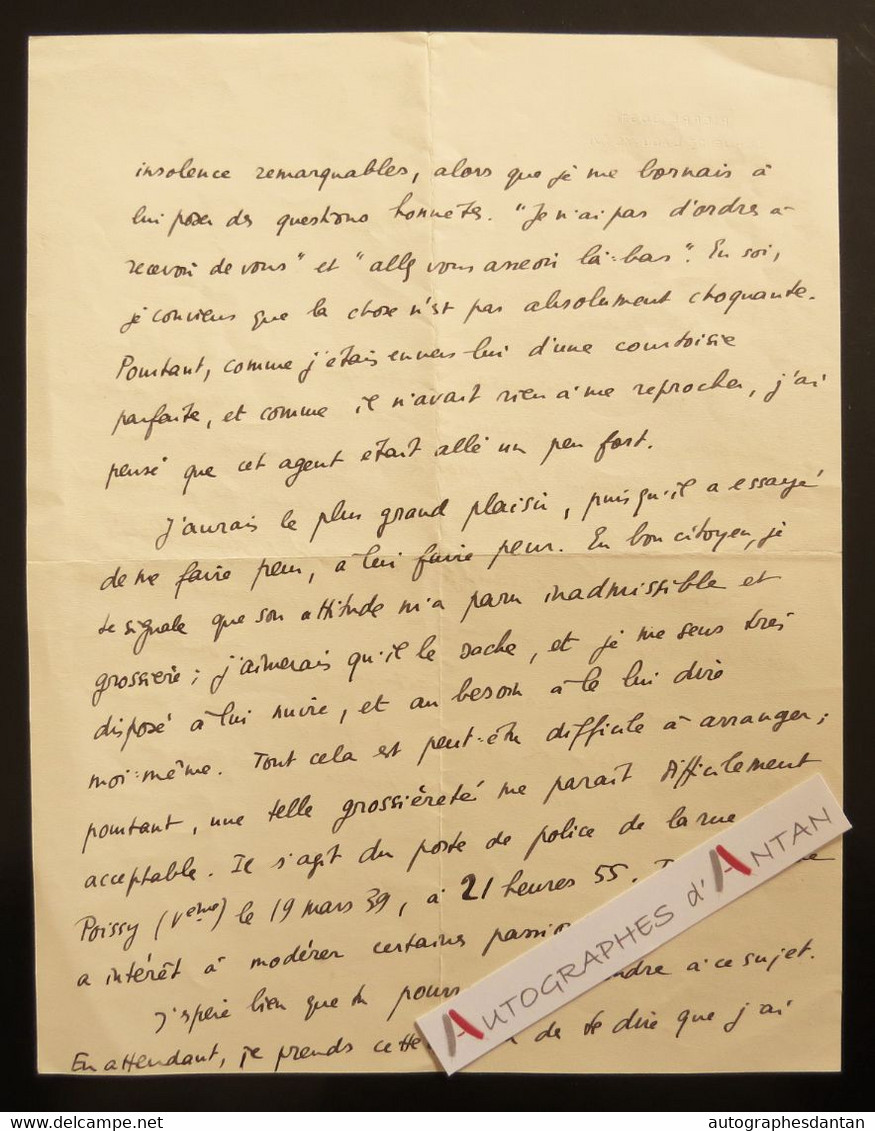 L.AS 1939 Pierre BOST écrivain Et Scénariste Né à Lasalle (Gard) - Vivarais - Jacques Simon RG Renseignements Lettre - Schriftsteller