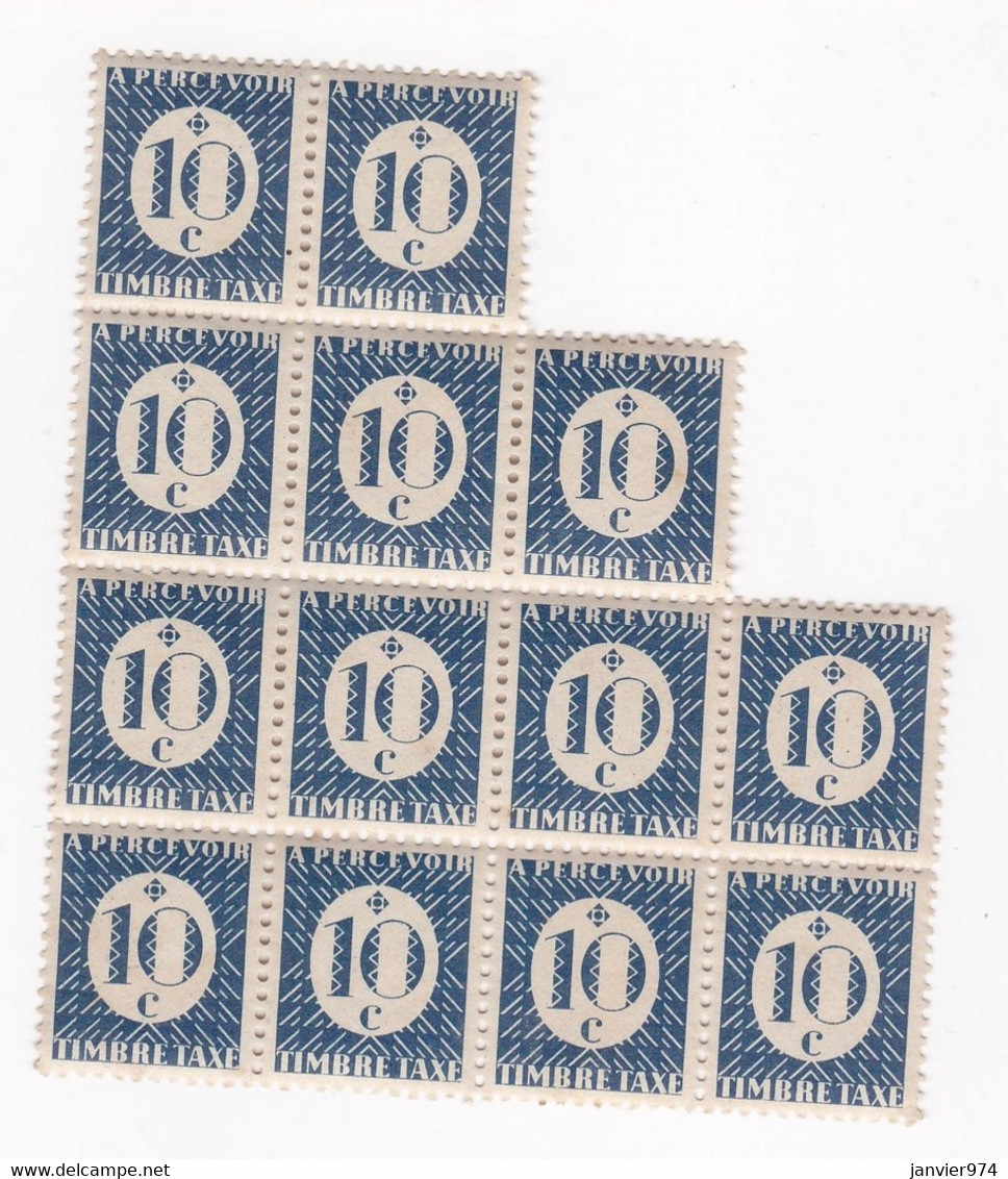 Colonie Française 1945/46 , Bloc 13 Timbres Taxe 10 Centimes, Neufs - Timbres-taxe