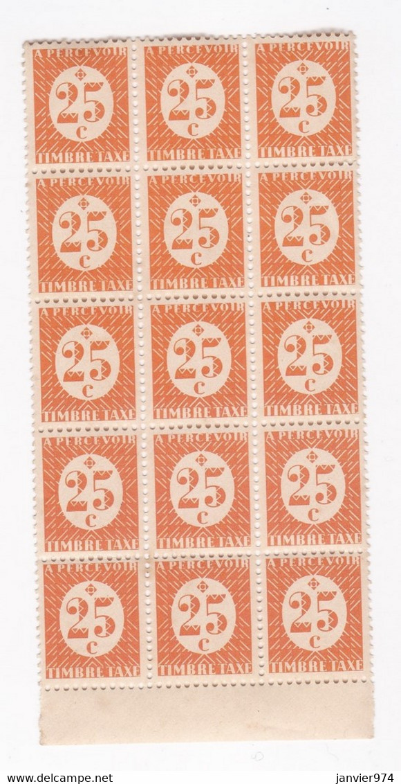 Colonie Française 1945/46 Bloc 15 Timbres Taxe 25 Centimes, Neufs - Timbres-taxe