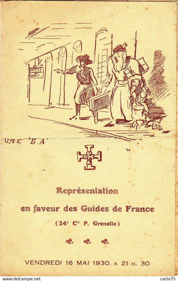 Scoutisme - Guides De France - Programme Spectacle 16/05/1930 - Illustrateur Quai De Gare - Guy De Maupassant - Padvinderij