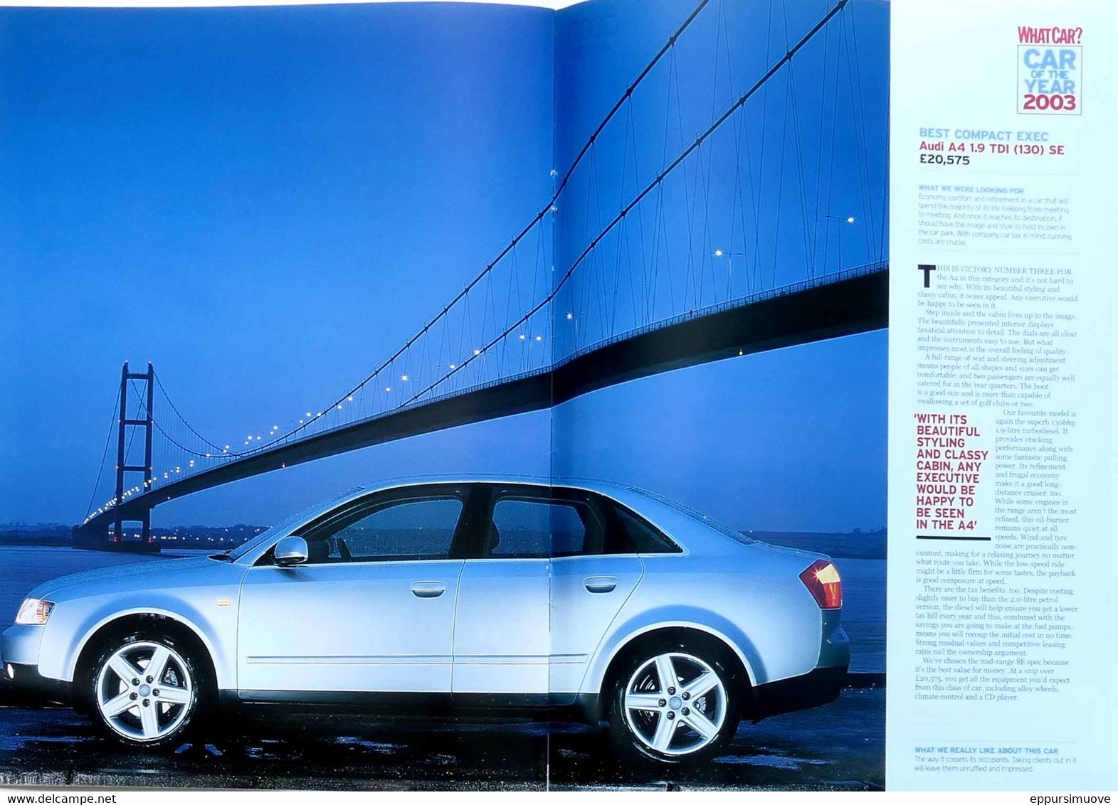 AUDI A4 1.9 TDI 130 SE CAR OF THE YEAR 2003 BIG GROUP TEST A4 2.0 FSI SE SAAB ALFA ROMEO BMW