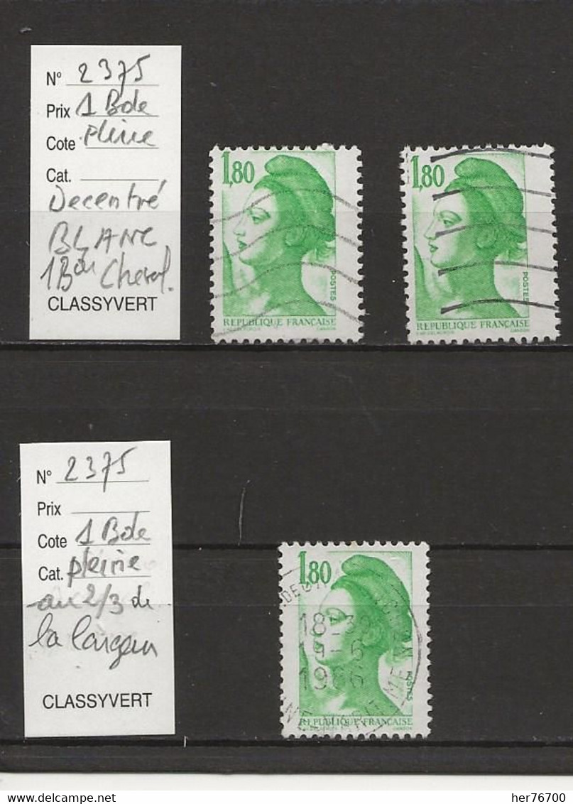 VARIETE FRANCAISE N° YVERT   2375  76  78  79 - 1982-1990 Liberté (Gandon)