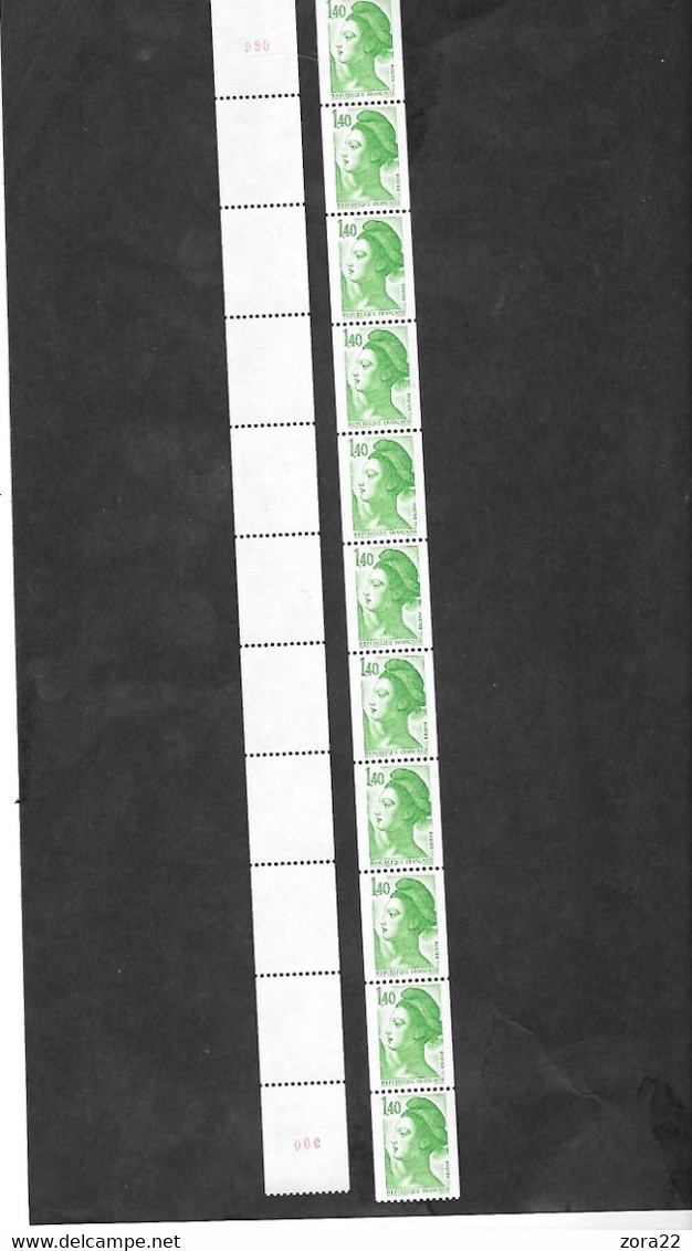Roulette N° 79  YVERT N°2191  Bande De 11**  Deux N° 990 Et 000.  NON Pliée. - Roulettes